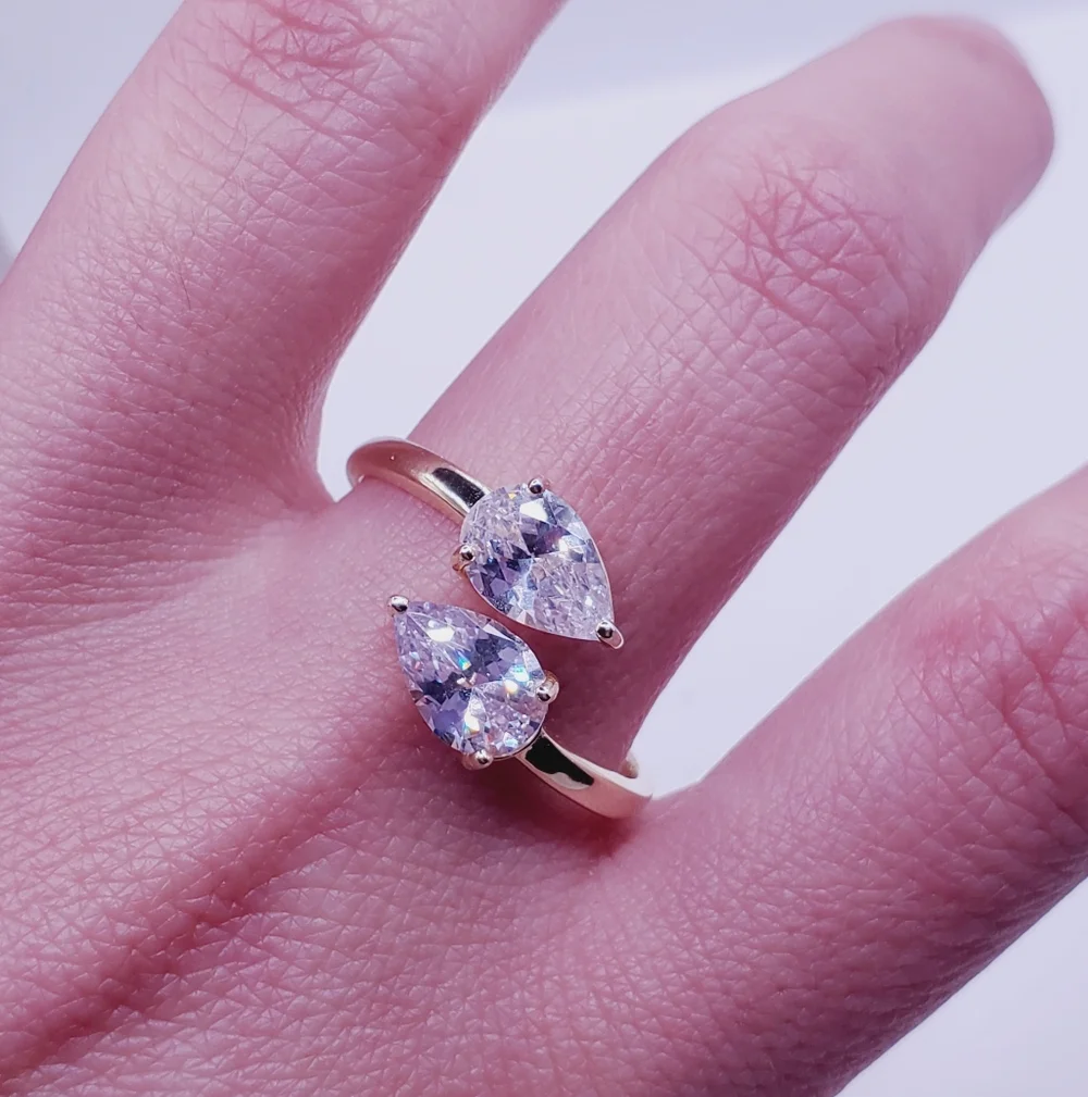 Pear Cut Bypass Ring | 925 Yellow Gold Plated Sterling Silver